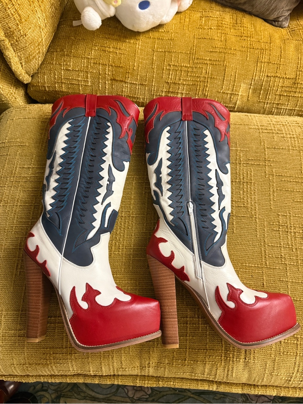 Rare platform Jeffrey Campbell Leather Western-Style High Heel Boots - Picture 2 of 6